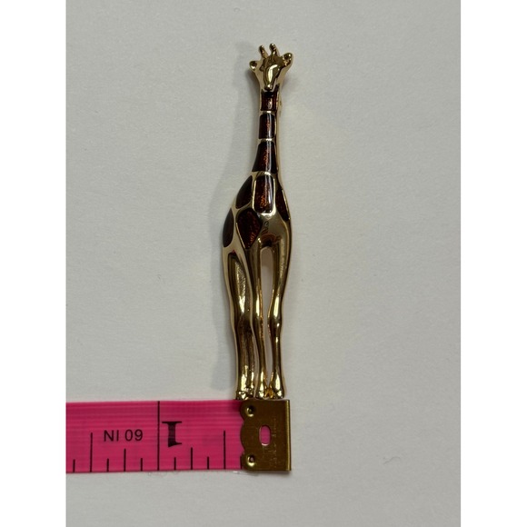Jewelry - Vintage Liz Claiborne Gold Tone Giraffe Brooch Brown Enamel Animal Pin Safari
